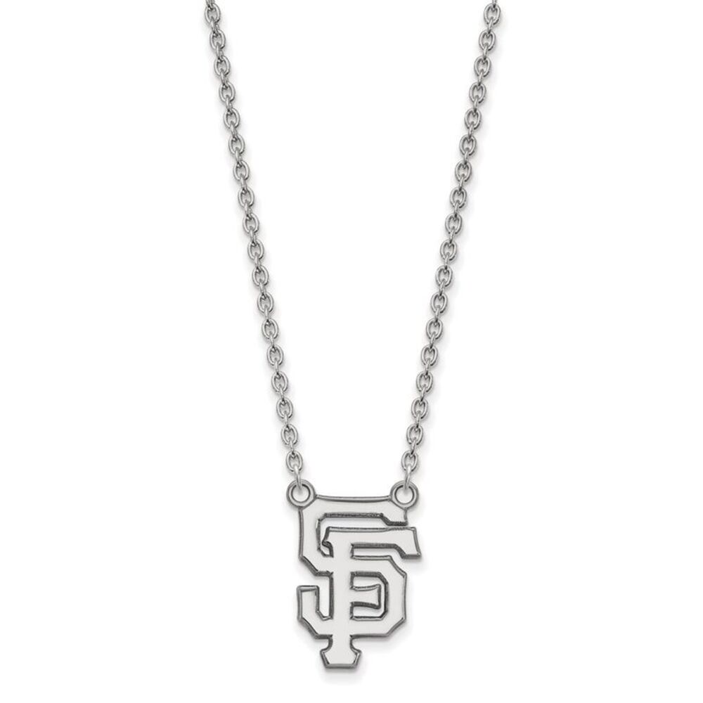 14K White Gold MLB San Francisco Giants Large Necklace, 18 Inch